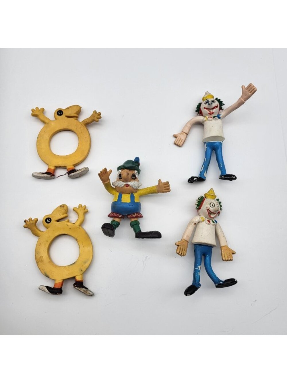 5 Vintage Bendable Jack In The Box Toy Figures 70's Imperial Hong Kong blemished